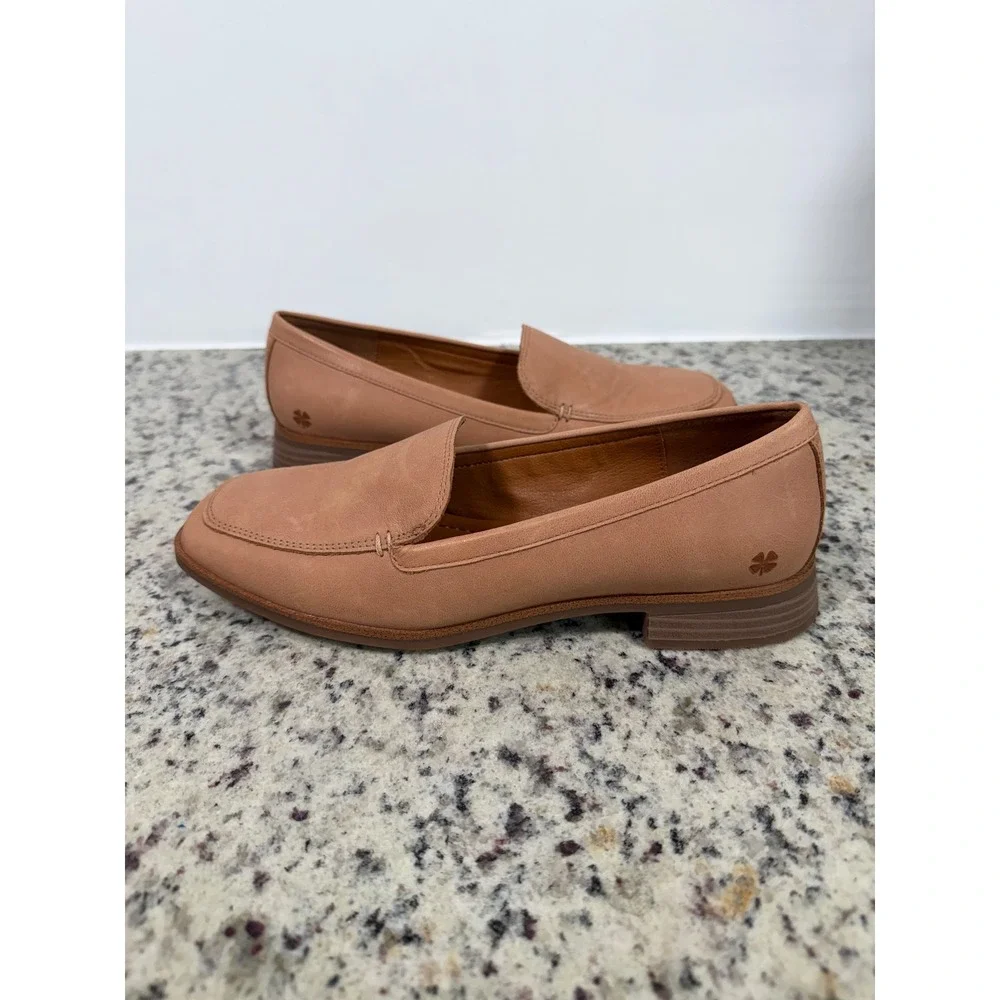 Lucky Brand Laurien Tan Leather Square Toe Loafers Shoes Womens 6.5 M LK-LAURIEN